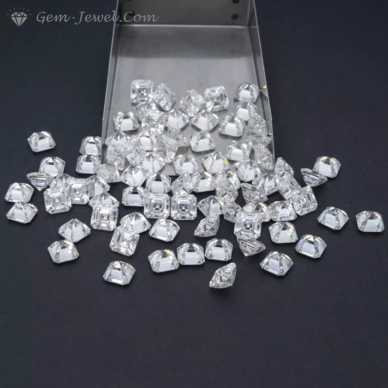 2×2 to 5.5×5.5 MM Colorless Ascher Cut Moissanite Loose Stone (0.04 to 1 Carat)
