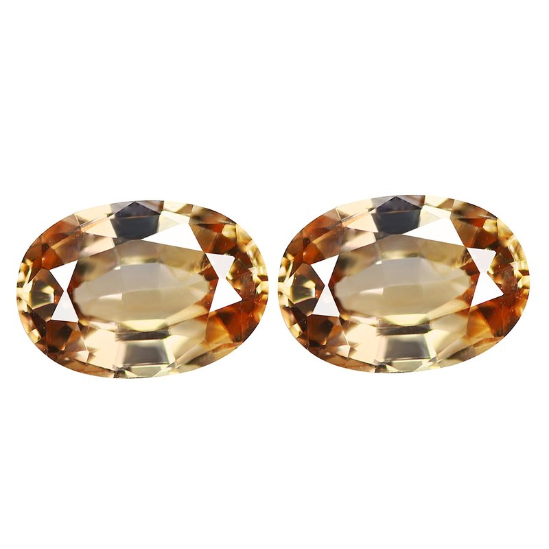 2.82 Ct [2 Pcs Pair] IF Oval 7.1 x 5.2 MM White - Brown Sri Lanka Zircon gallery