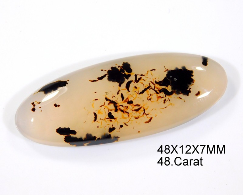 48 CT Natural Montana Agate Oval Cabochon Translucent Gemstone 48x12x7 mm CD=041