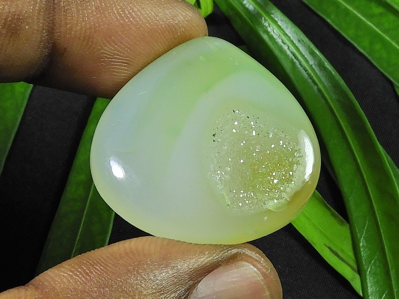 29X30X08MM Druzy Agate Pear Healing Crytsal Cabochon Loose Gemstone 56Cts. E751