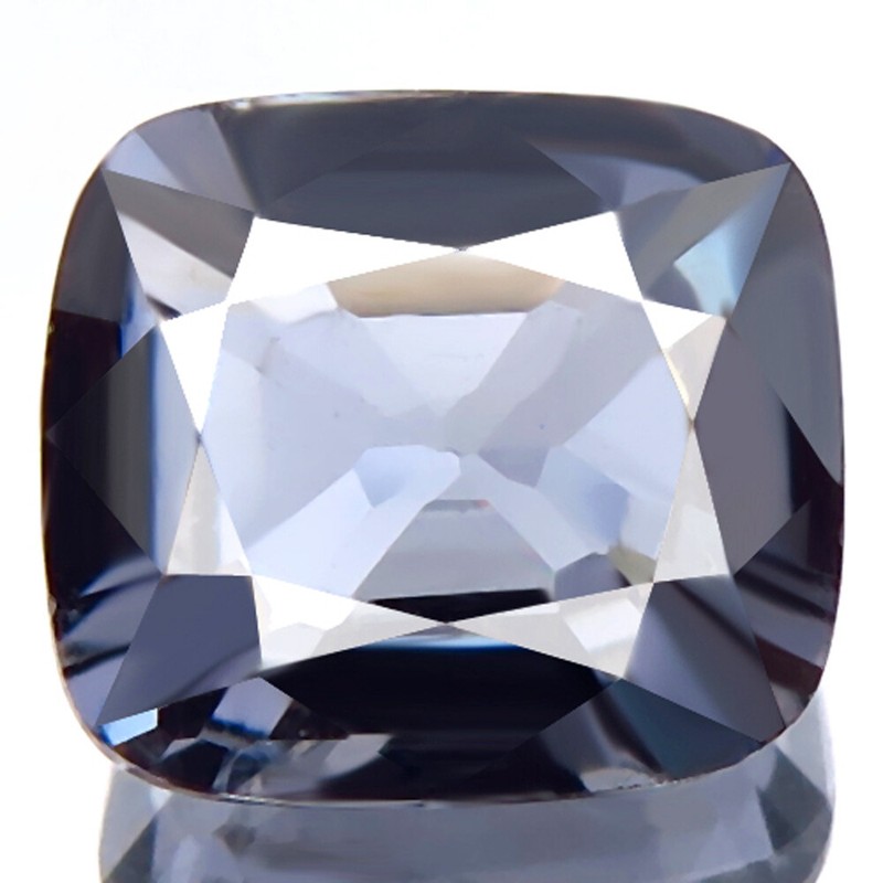 NATURAL BURMESE SPINEL 2.25ct IF-FLAWLESS UNHEATED BEST GRAY BLUE SPINEL CUSHION