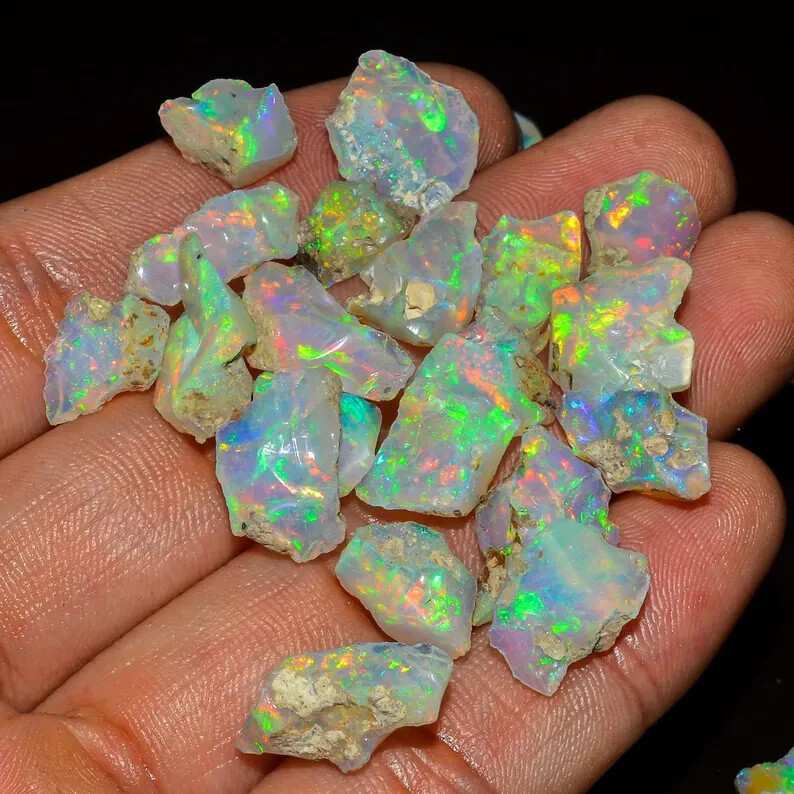 Dry Natural Ethiopian Welo Fire Opal Raw 50 Cts Opal Rough Specimen Gemstone Lot