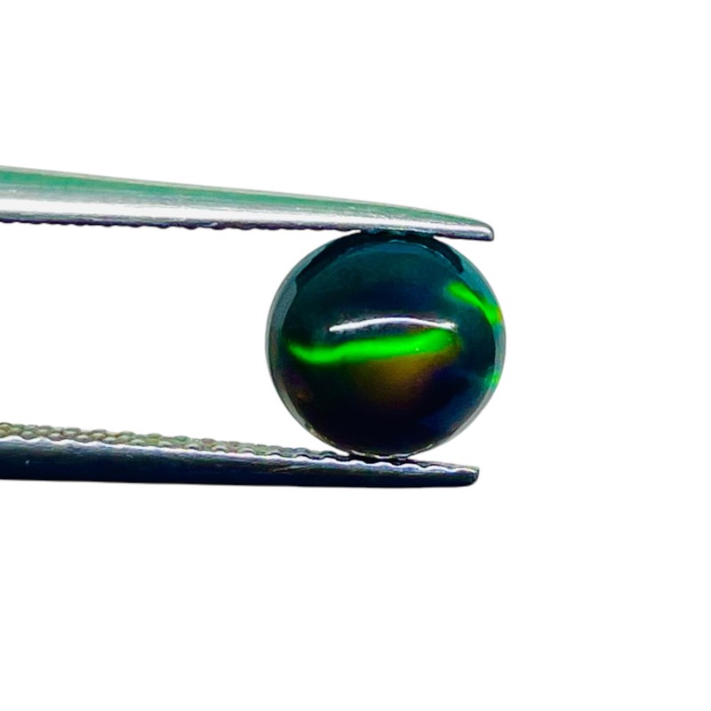 1.00 Cts Natural Ethiopian Black Opal 7.7 Round Flashy Loose Cabochon Gemstone