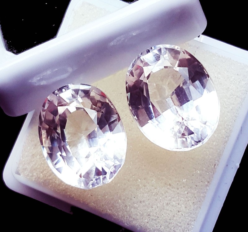 Natural White Sapphire Oval Shape 8 to 10 Ct Certified Pair Loose Gemstone H53 gallery