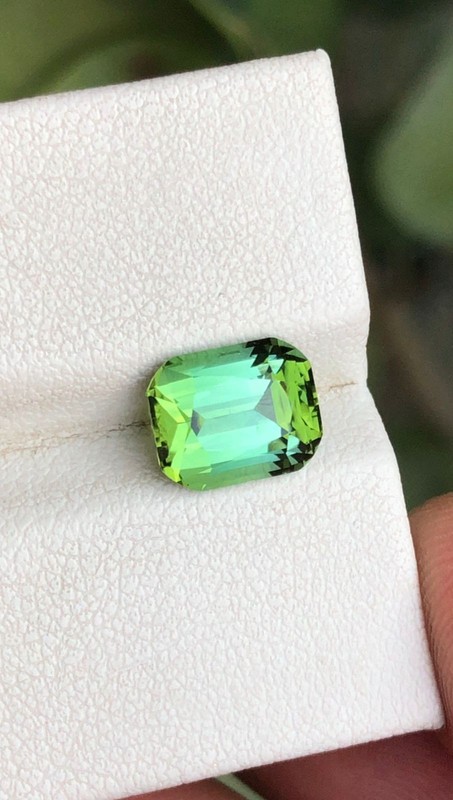 Green Emerald Cut Tourmaline Loose Gemstone Faceted Transparent – 1 Piece