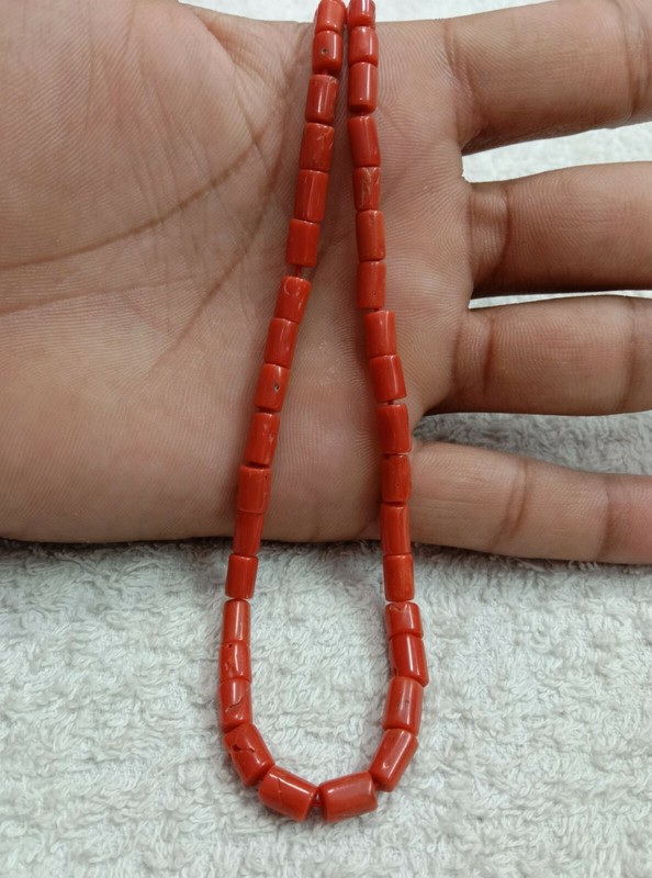 16" INCHES 100% Natural Italian Coral,Smooth Pipe Beads,AA quality,Red colour !! gallery