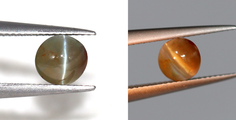 0.43 Ct Natural Alexandrite Cats eye Color Change 4 mm Round Gemstone Certified