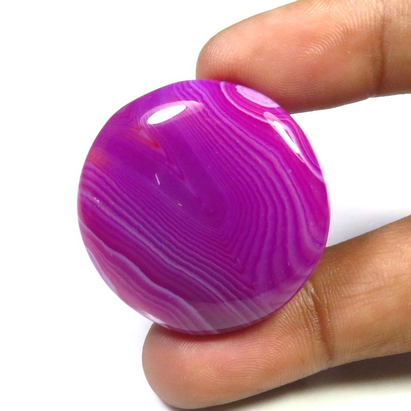 Natural Onyx Geode Agate Cabochon 34 mm Purple Onyx Round Gemstone 82Cts OD-1038