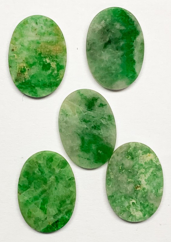 Rare! 5 Five 10 X 8 mm Cabochon Slab Cut Oval Natural Jadite 8 to 9 cts total