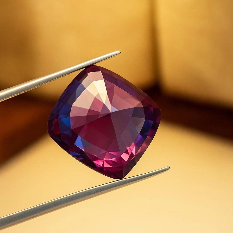 Natural Color Change Alexandrite Cushion Cut 10.10 Ct Certified Gemstone gallery