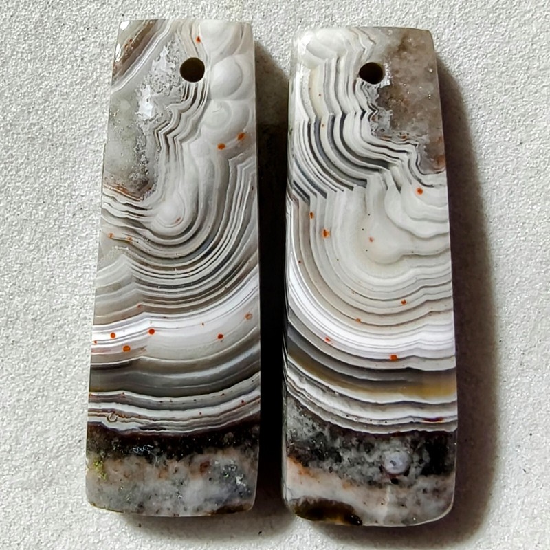28 Cts Natural Crazy Lace Drilled Match Pair Cabochon Gemstone 28.1 X 10.2 MM