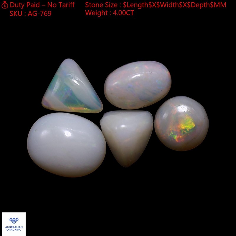 4.00 Cts Fire Opal Earrings Making Cabochon Natural 5 Pcs Lot 6X6X2 TO 7X9X3 MM