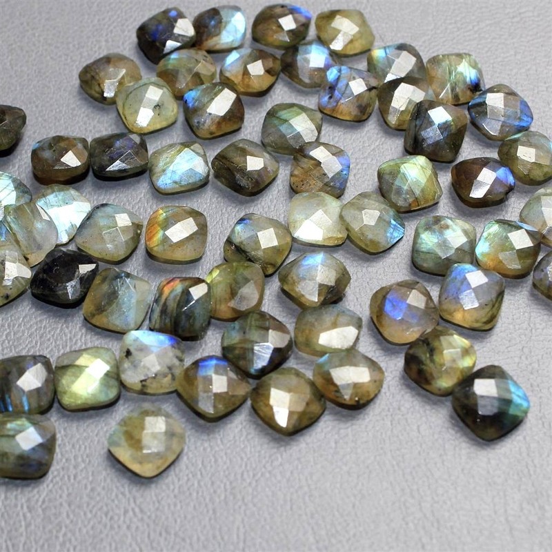 Wholesale Lot 8, 9 & 12mm Cushion Checker Cut Labradorite Loose Calibrated Gems gallery