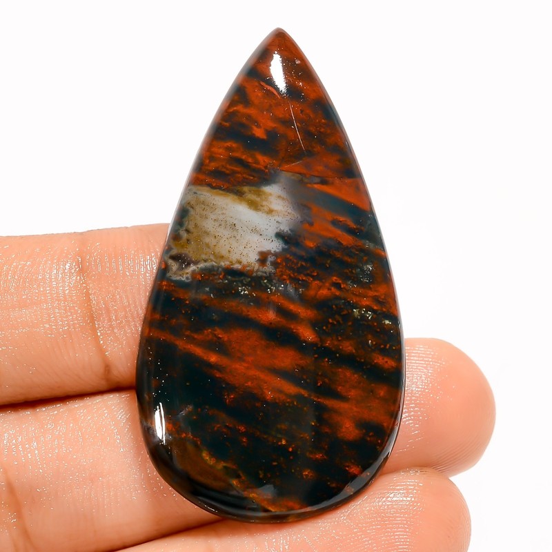 Top Quality Natural Bloodstone Loose Gemstone Pear Cabochon 45 Ct 45X24X5 mm