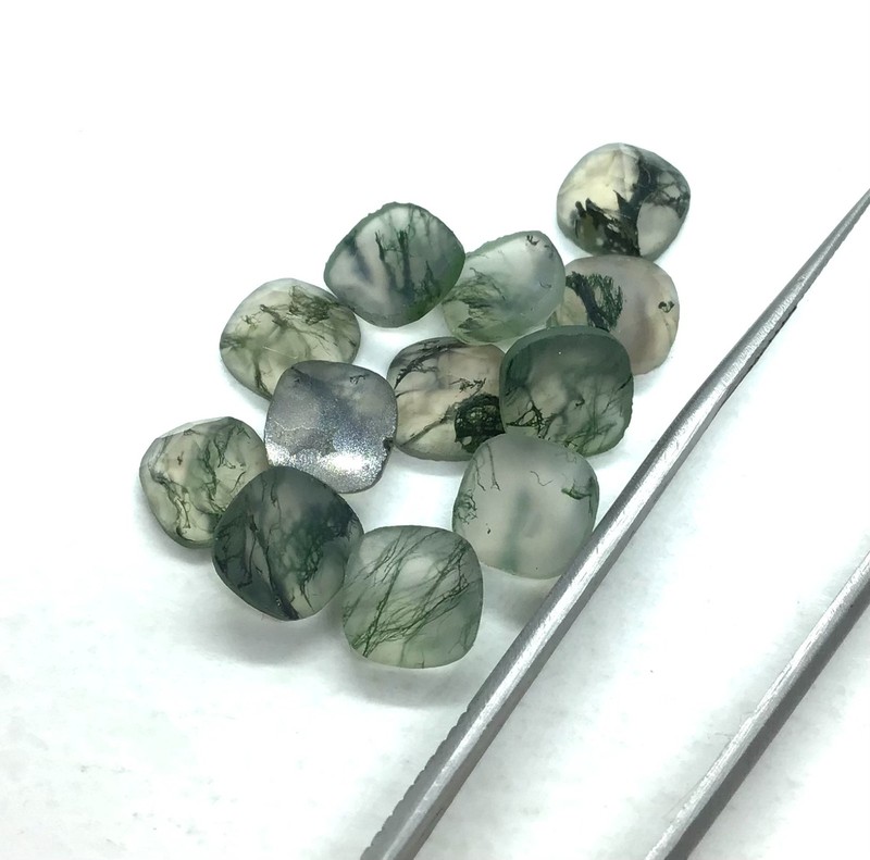AAA Loose Gemstone Natural Moss Agate Cushion Rose Cut For Making All Jewelry
