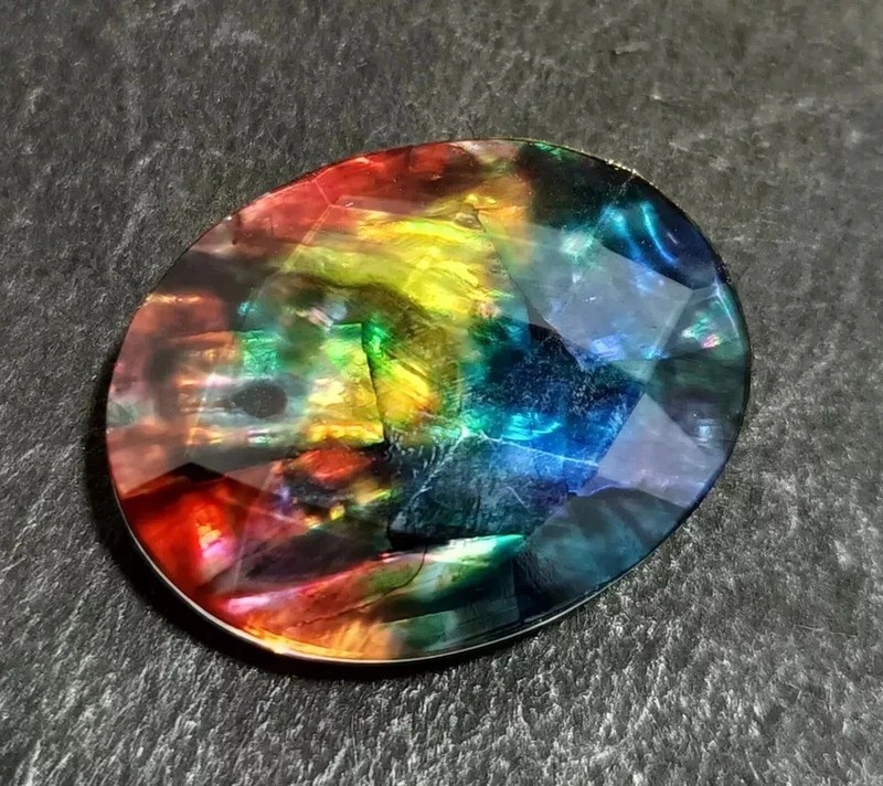 Ammolite Opal-Like Organic Oval Cut 20+ Ct Doublet Rare Natural Loose Gemstone