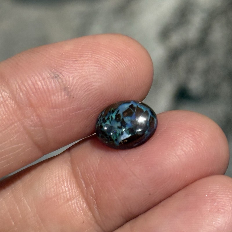 SALE 3ct 10x8x4mm Dark Blue Natural Boulder Australian Opal Cabochon Ring Gem gallery