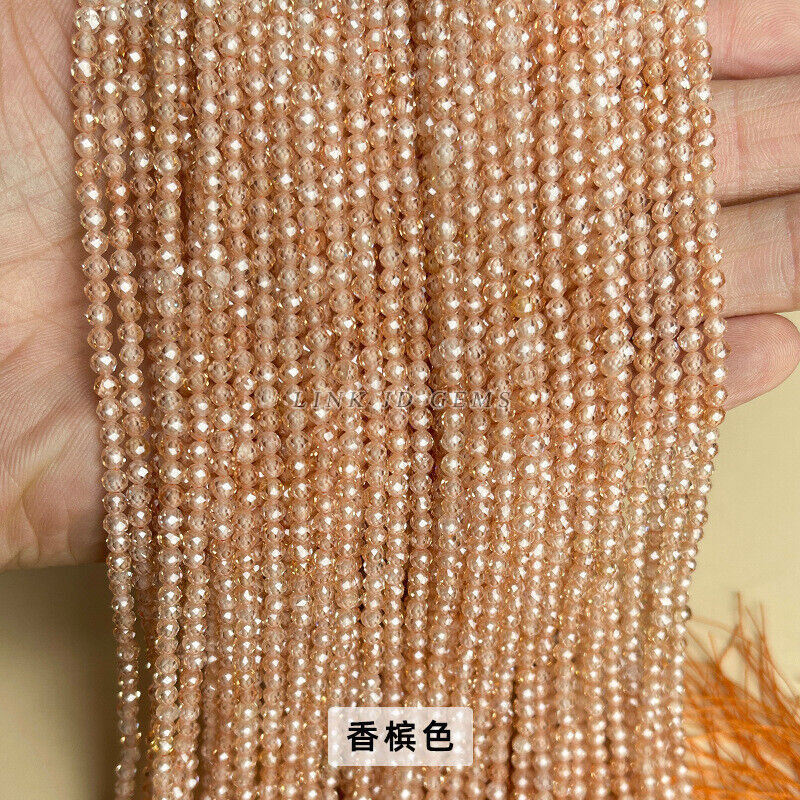 2mm 3mm 4mm Faceted Multicolor Zircon Gemstones Round Loose Beads AAA Strand gallery