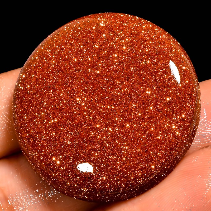 59.5 Ct Natural Golden Sandstone Loose Gemstone Round Shape Cabochon 32X32X6 mm