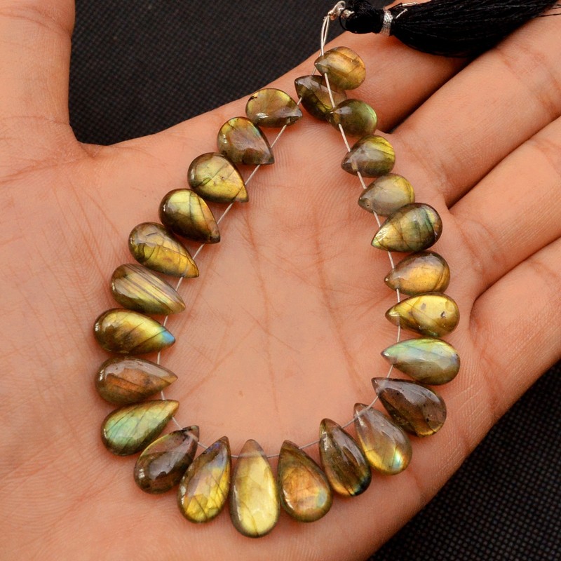 25 Pcs 98Cts Natural Labradorite Loose Briolette Gemstone Lot 15×6 10x6mm #18615