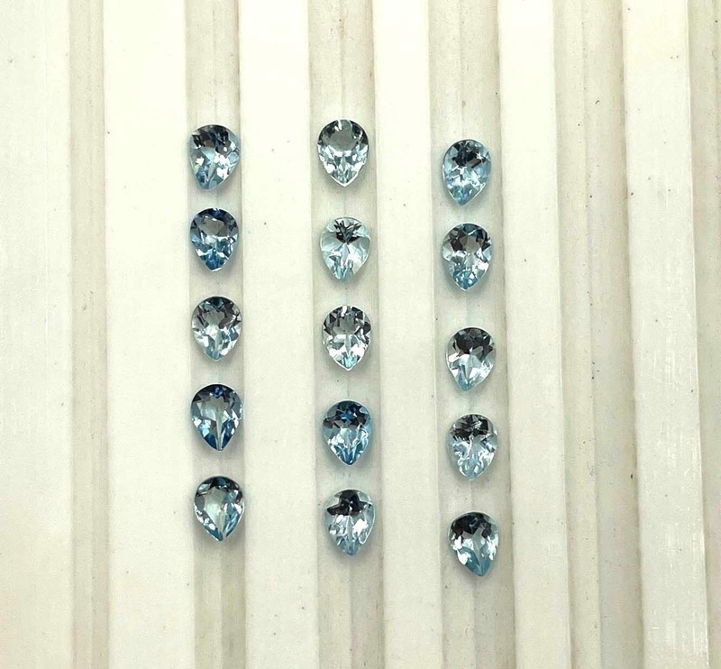 Natural Aquamarine Pear Cut Loose Gemstone Lot 36 Pcs 3*4 MM 5 CT