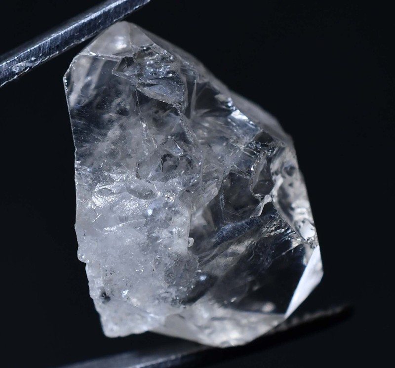 9.50 Ct Rare Natural Herkimer Diamond Water Clear Quartz Crystal Anthraxolite gallery