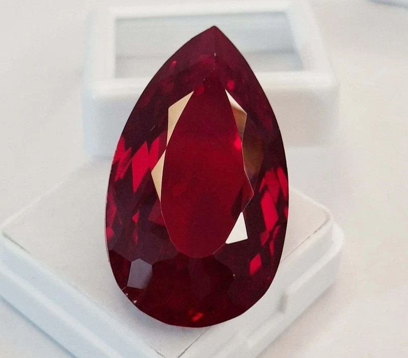 Pear Cut 61-63 Ct Red Ruby Mozambique Certified Natural Loose Gemstone RK354
