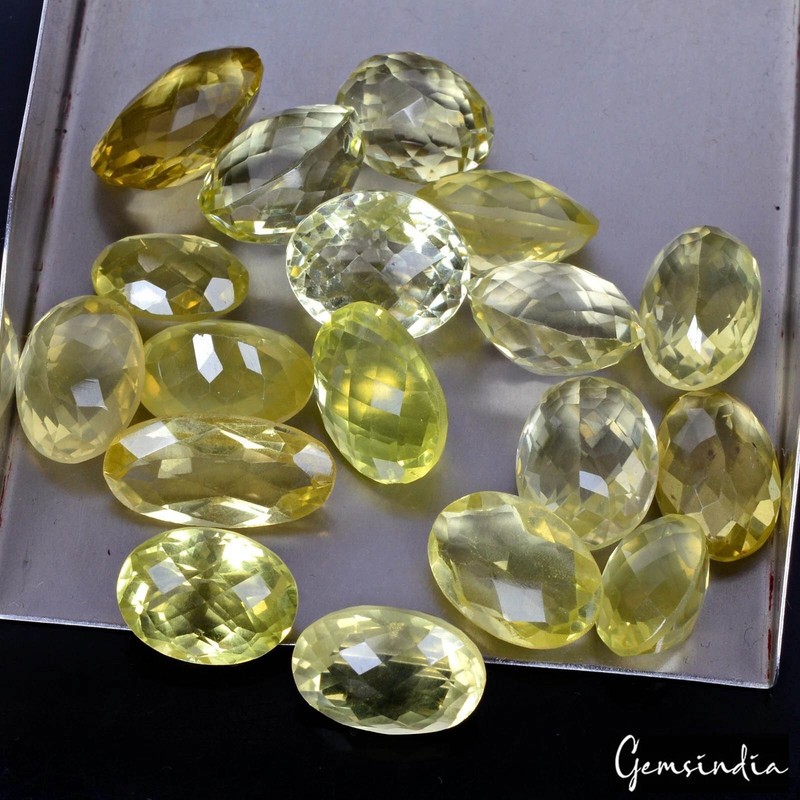 210 Cts Natural Lemon Citrine Quartz Mix Checker board Loose 11-20mm Gemstones