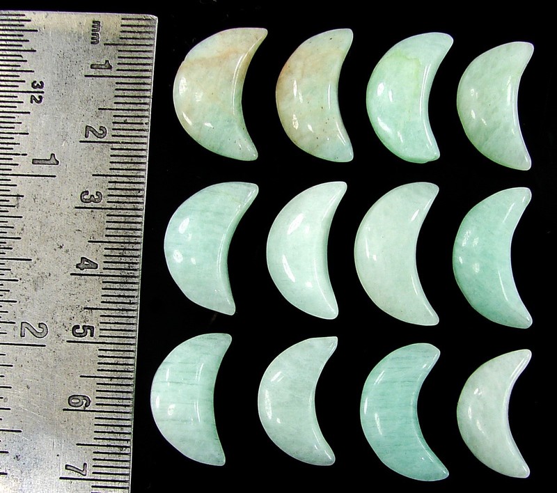 102.90 Ct Natural Amazonite Loose Gem 18-20 mm 12 Pcs Crescent Moon Lot - 61857 gallery