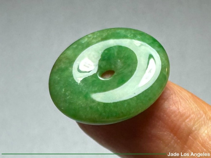 Donut Circle 平安扣 Emerald Pea Green Loose Jadeite Jade for Pendant 40ct (L077) gallery
