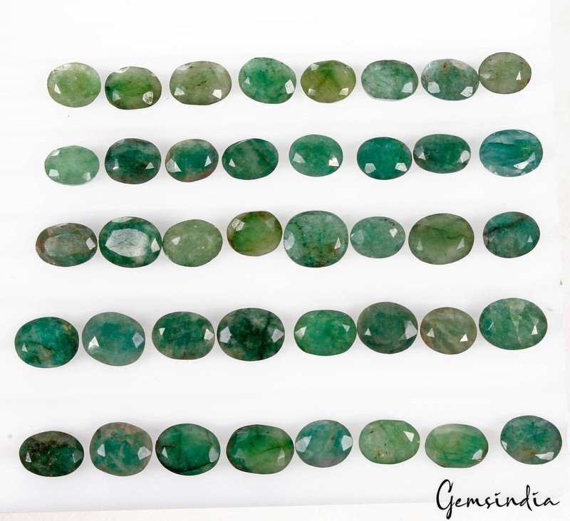 114 Ct/40 Pcs Natural Green Brazilian Blue Green Emerald Oval Cut Loose Gem Lot