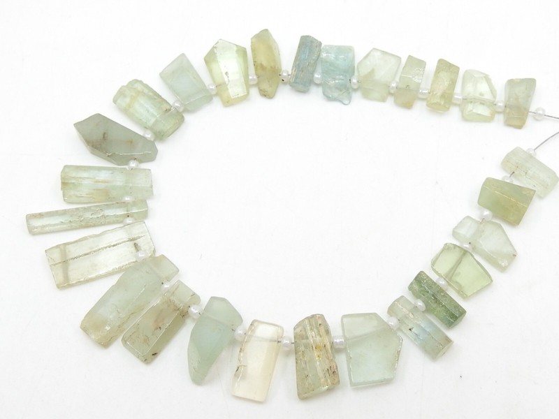 Aquamarine Natural Crystal Rough Stick Beads/8Inches Strand 23X4 To 9X5MM Approx gallery