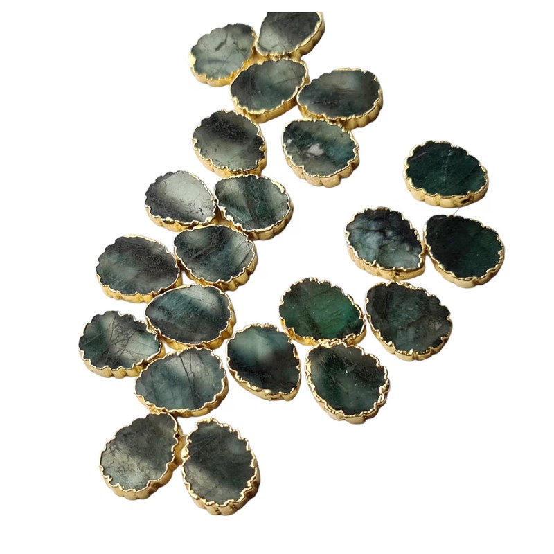 15-17 mm Emerald Rough Pear Shape Beads, Natural Emerald Electroplated Beads gallery