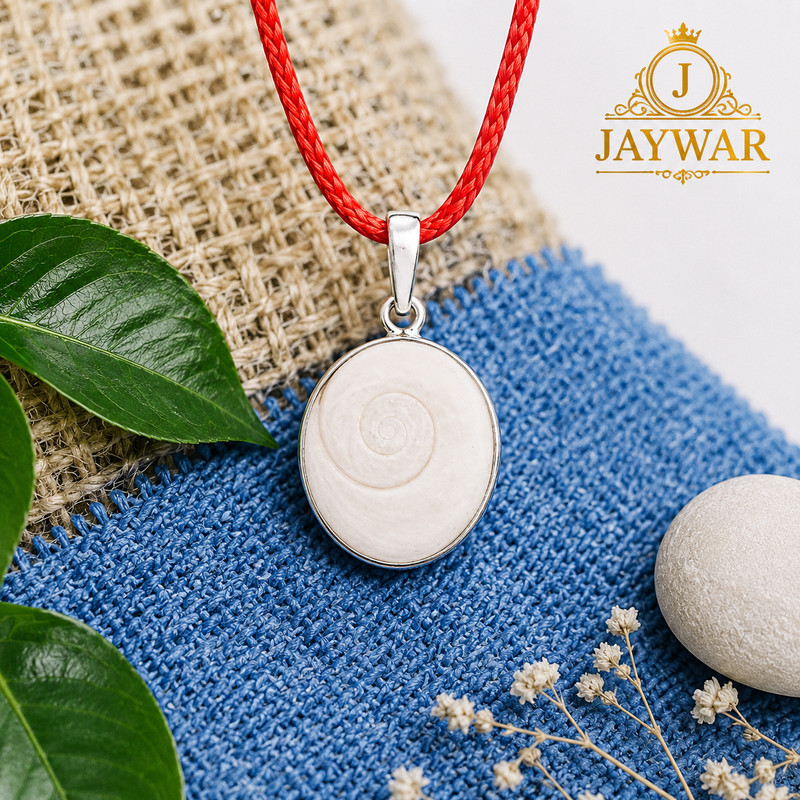 JAYWAR Natural Gomti Chakra Pendant Certified White Shell Stone Unisex Gift