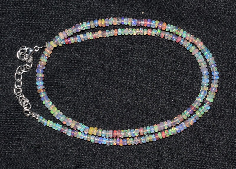 16"Natural Ethiopian Opal Wello Fire Opal Gemstone Bead Necklace Size 3-4 MM gallery