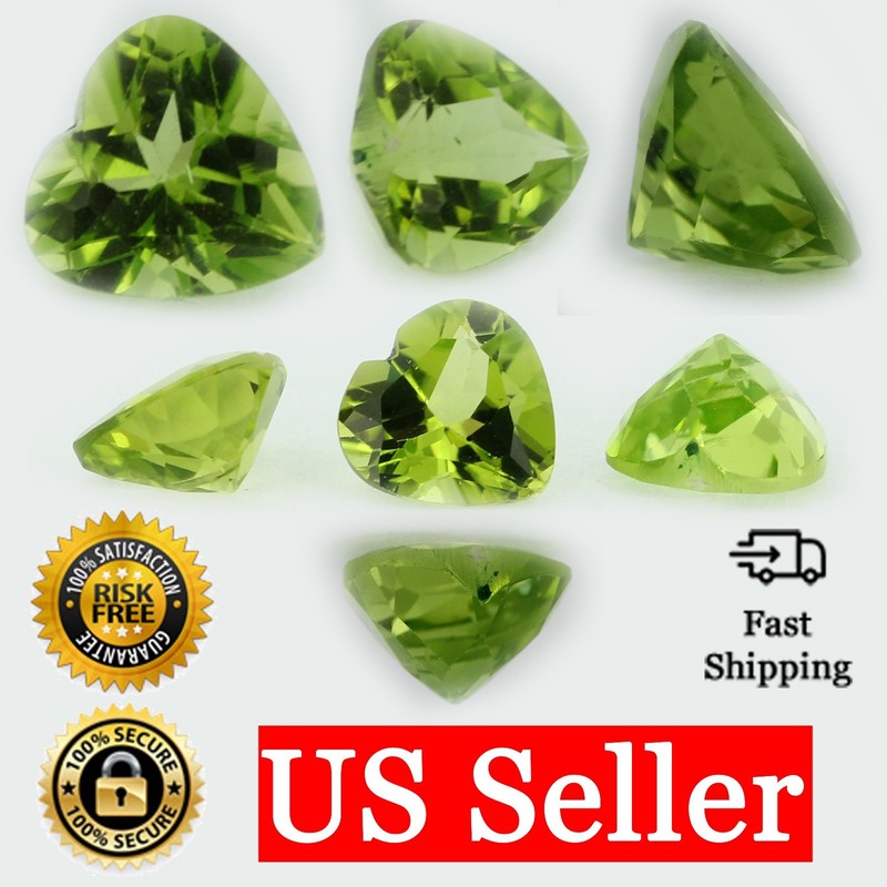 Loose Heart Shape Cut Genuine Natural Peridot Stone Single Green Birthstone