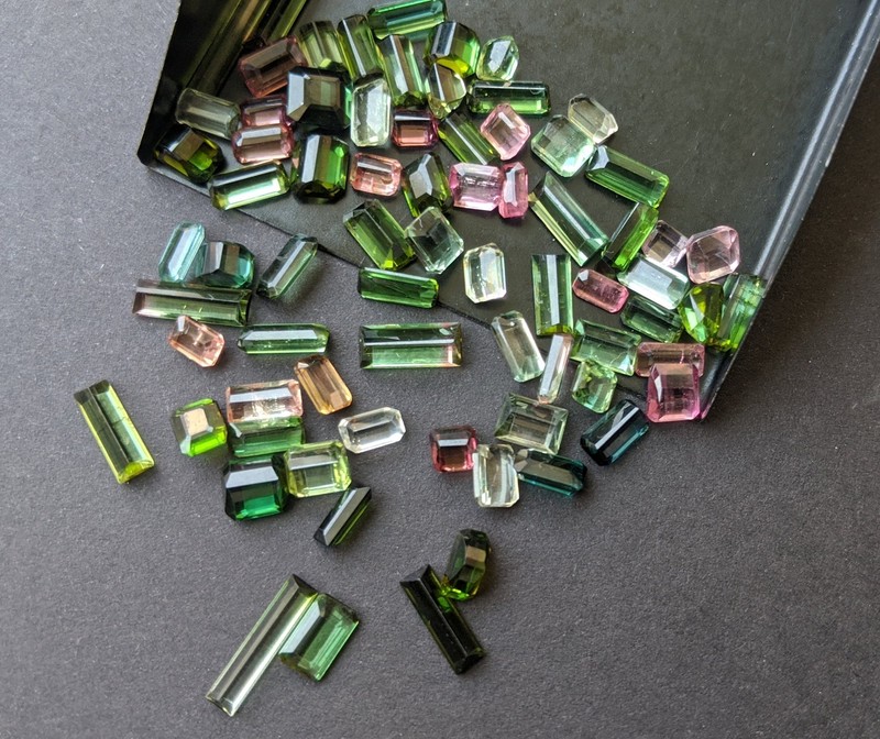 4-12mm Multi Tourmaline Baguette Cut Stone, Sparkling Multi Tourmaline Faceted gallery