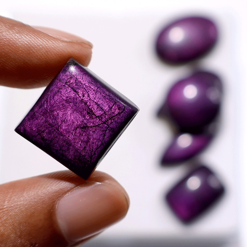 Royal Violet~ 6 PC Natural Purpurite Hi-Quality 17mm-30mm Mix Cabochon Gemstones gallery