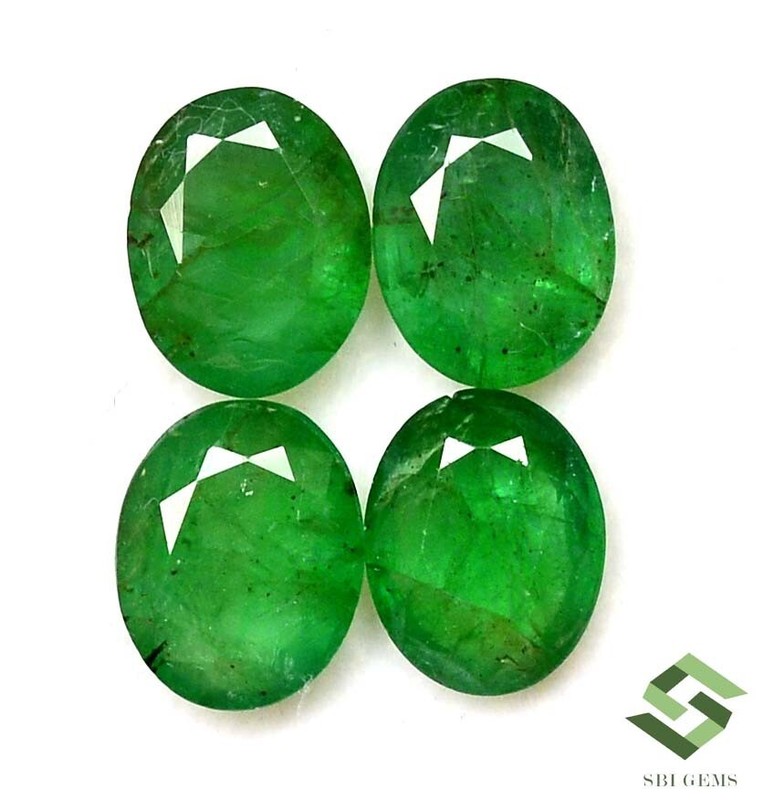 10×8 mm Certified Natural Emerald Oval Cut Lot 04 Pcs 9.17 CTS Loose Gemstones