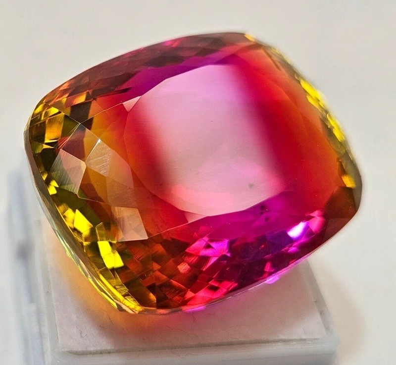 Wonderful Bi-Colour 89+ Ct Tourmaline Cushion Cut Natural Certified Gemstone