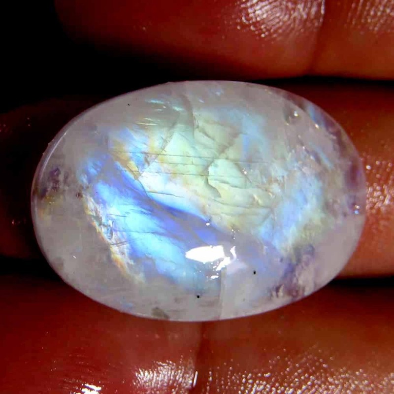 26.20Cts.100% Natural Rainbow Moonstone Oval Cabochon 18x27x6mm Losse Gemstone gallery