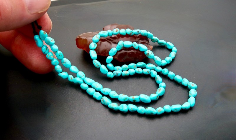 AAAAA AZ SLEEPING BEAUTY ROBIN'S EGG BLUE TURQUOISE W/ MATRIX NUGGET BEAD STRAND gallery