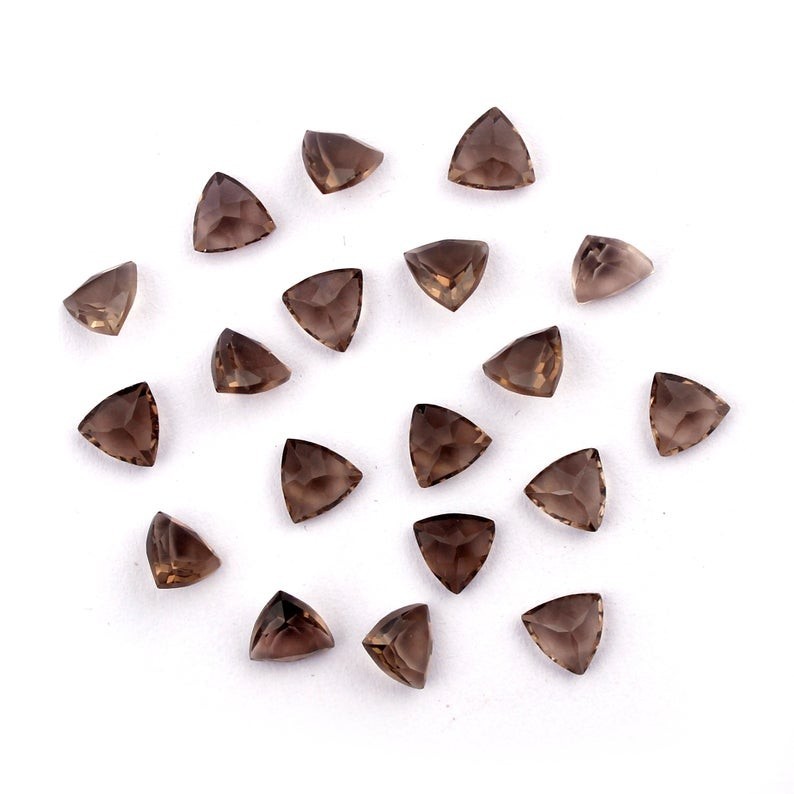 Natural Smoky Quartz Trillion Faceted Cut 5mm To 20mm Loose Gemstone gallery