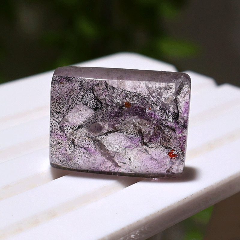 28 CTS Natural Super Seven Amethyst Quartz 21x16mm Cabochon – Phantom Inclusion