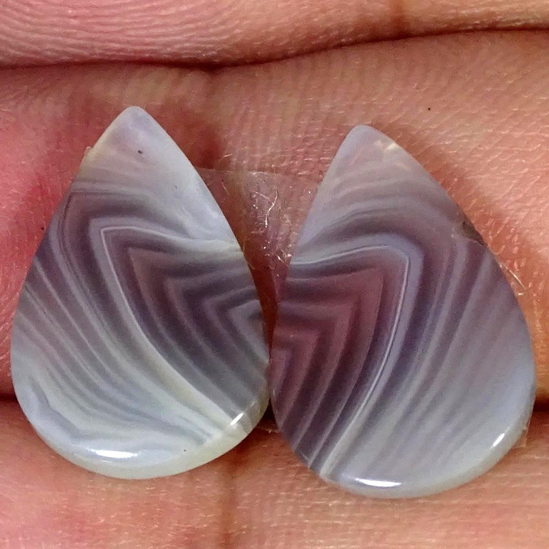 11.70Cts Natural Nice Botswana Pair Agate Pear Cabochon Gemstone 12X18X3MM