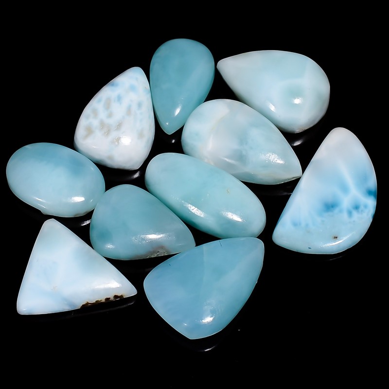 100% Natural Larimar Cabochon Loose Gemstone 10 Pcs 60 Ct. 12X9 18X10 mm A-32349