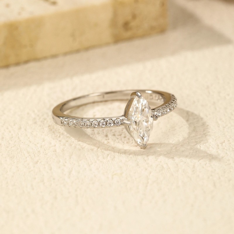 1ct VVS1 Rhombus Ring Moissanite 925 Sterling Silver For Women Bridal Jewelry gallery