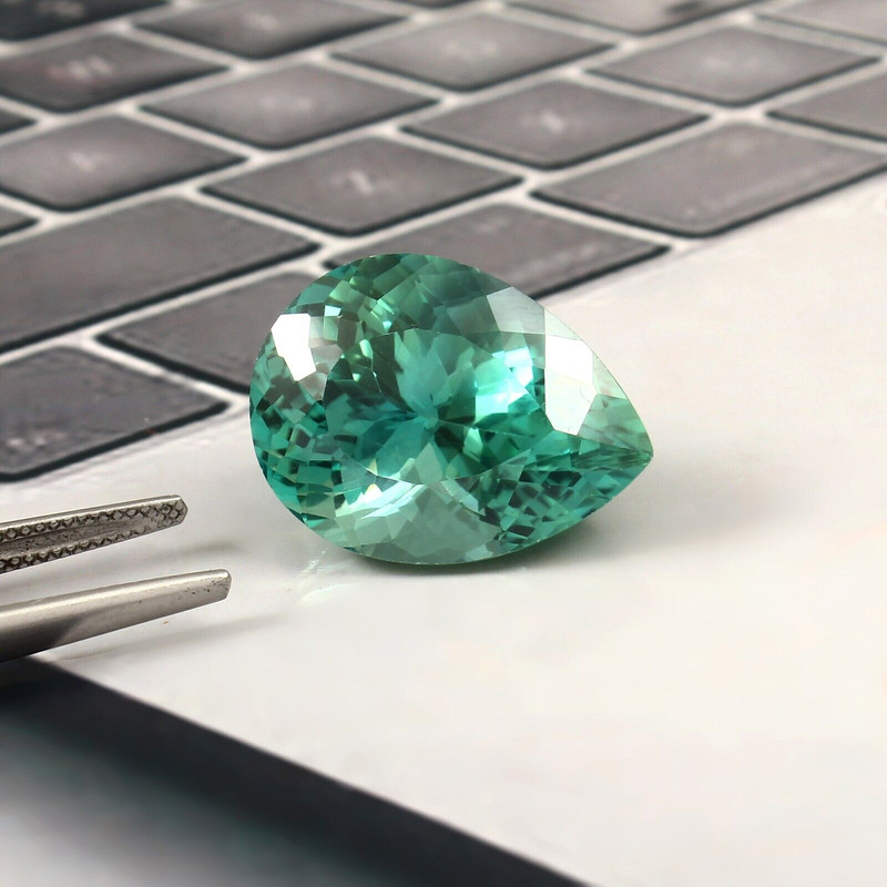 AAA Natural Ceylon Blue Green Parti Sapphire Loose Pear Cut Gemstone 39.20 CT