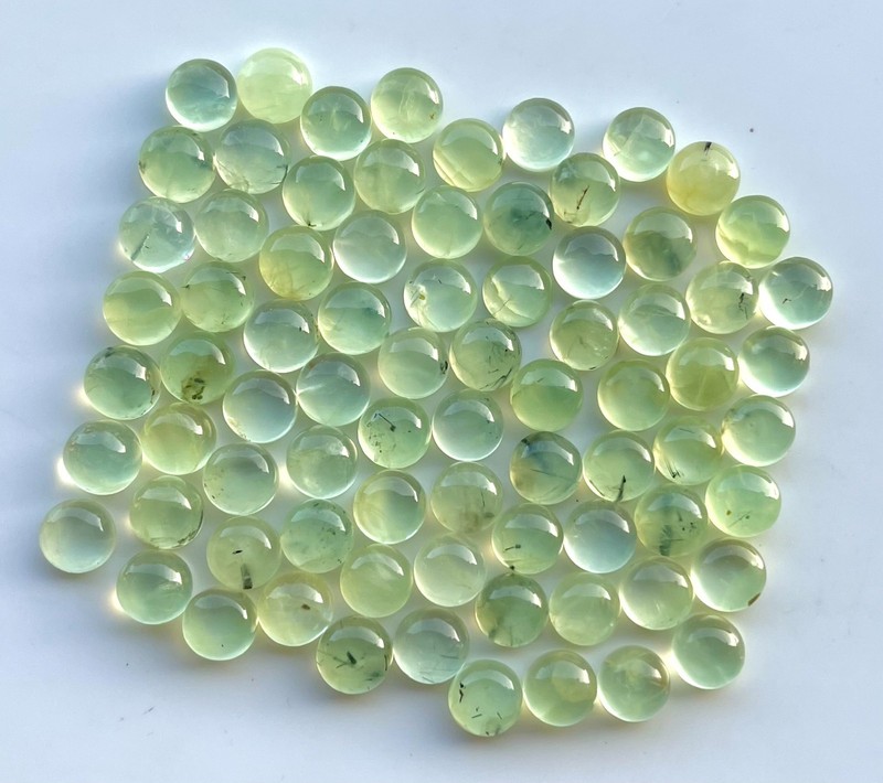 Prehnite Gemstone 5x5 mm Round Cabochon Natural Calibrated - 30 Pieces gallery