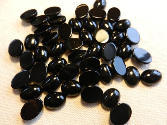 Natural Black Onyx Oval Cabochon 5x7mm To 20x25mm Loose Gemstone